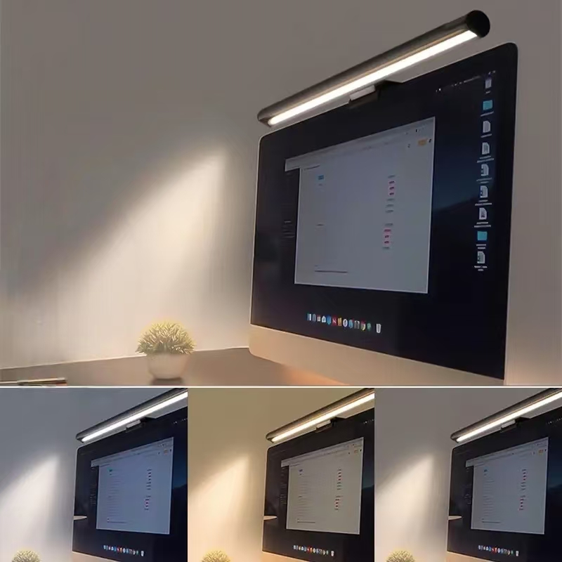 Desk Setup Gaming And Work - โคมไฟตั้งโต๊ะแบบแขวนจอภาพ LED ที่เป็นมิตรต่อดวงตา – การหรี่แสงแบบไม่มีขั้นตอน ดีไซน์ไม่มีแสงสะท้อนสำหรับการทำงานในสำนักงานและการตั้งค่าการเล่นเกม