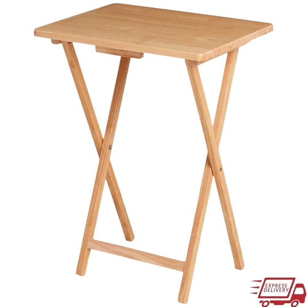 Desk Setup Design - โต๊ะถาดวางทีวีพับได้ในร่มแบบพกพาน้ําหนักเบาไม้ยางแข็งประหยัดพื้นที่จัดเก็บง่ายไม่จําเป็นต้องประกอบการออกแบบที่กะทัดรัด
