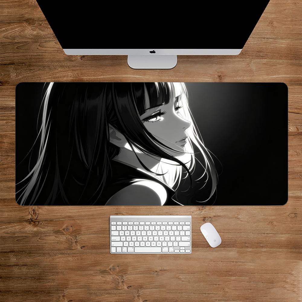 Desk Setup Gaming And Work - แผ่นรองเมาส์ลายอนิเมะสาวสุดเท่ อุปกรณ์เสริมสำหรับโต๊ะทำงาน แผ่นรองเมาส์สำหรับเล่นเกม แผ่นรองเมาส์ขนาดใหญ่ สำหรับเล่นเกม ทำงานในออฟฟิศ