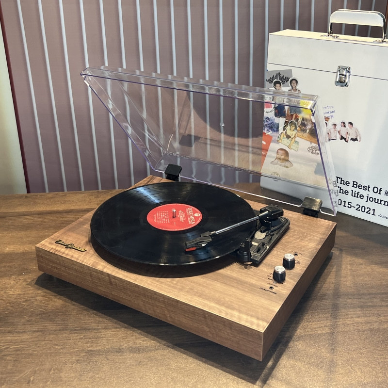Desk Setup Speakers - เครื่องเล่นแผ่นเสียงไวนิล, เครื่องเล่นแผ่นเสียง, โฟโนกราฟ, ลำโพงคู่ในตัว, ฝาครอบอะคริลิกกันฝุ่นแบบตั้งโต๊ะ, การเชื่อมต่อบลูทูธ