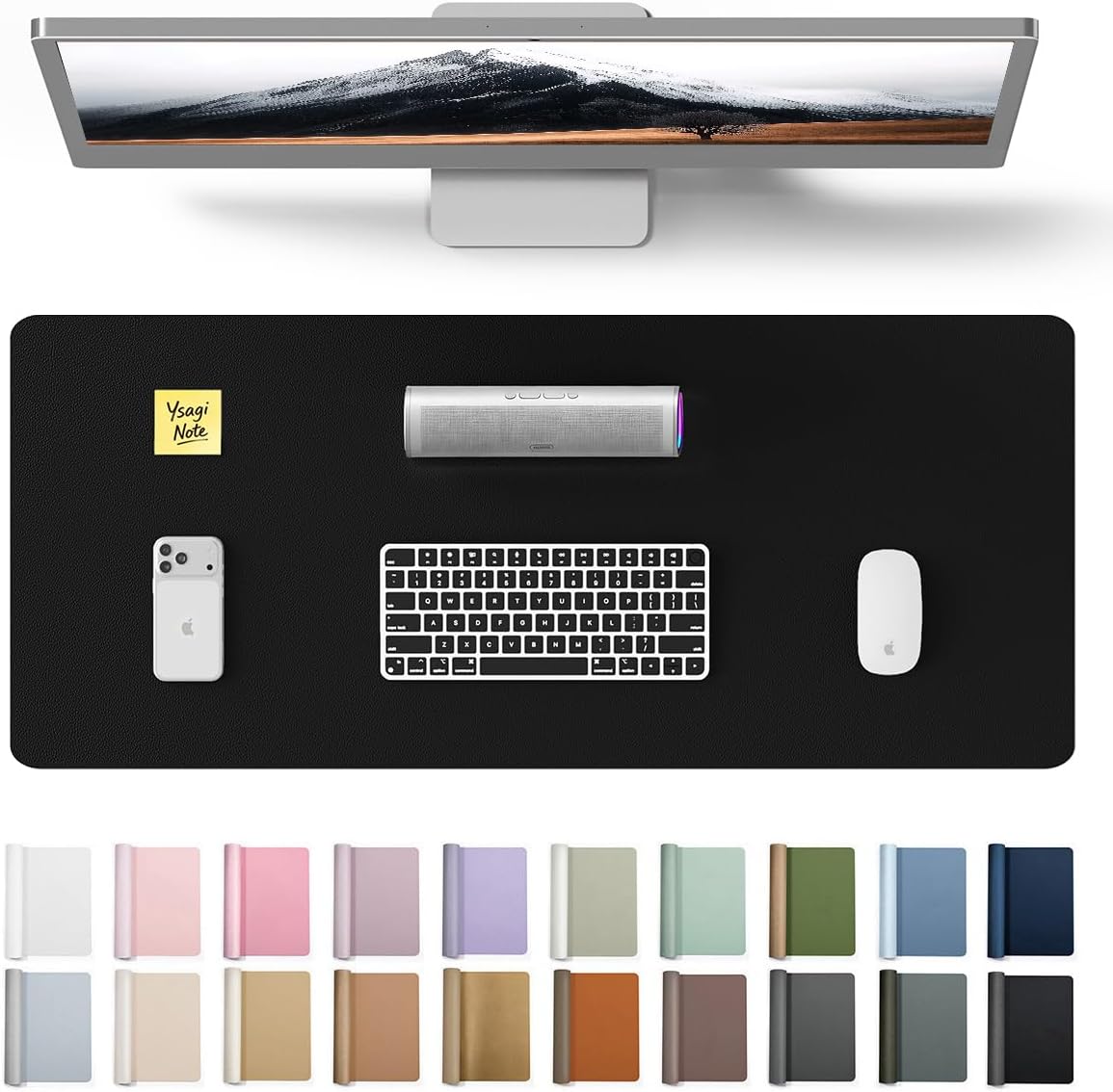 Desk Pad Leather Large - แผ่นรองโต๊ะหนังขนาดใหญ่ 23.6x13.8 นิ้ว, แผ่นรองเมาส์ PU สำหรับสำนักงานและบ้าน,