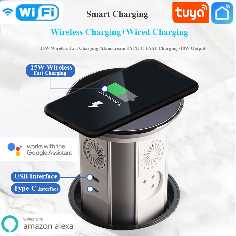 Desk Setup Speakers - WIFI Tuya Touch ยกอัตโนมัติ Pop-up ตารางอิสราเอลซ็อกเก็ต