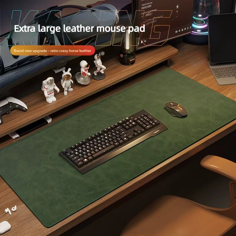 Desk Pad Leather Large - แผ่นรองเมาส์ลายหนังม้าบ้า พียู แบบพกพา ขนาดใหญ่ สำหรับเล่นเกม กันน้ำ