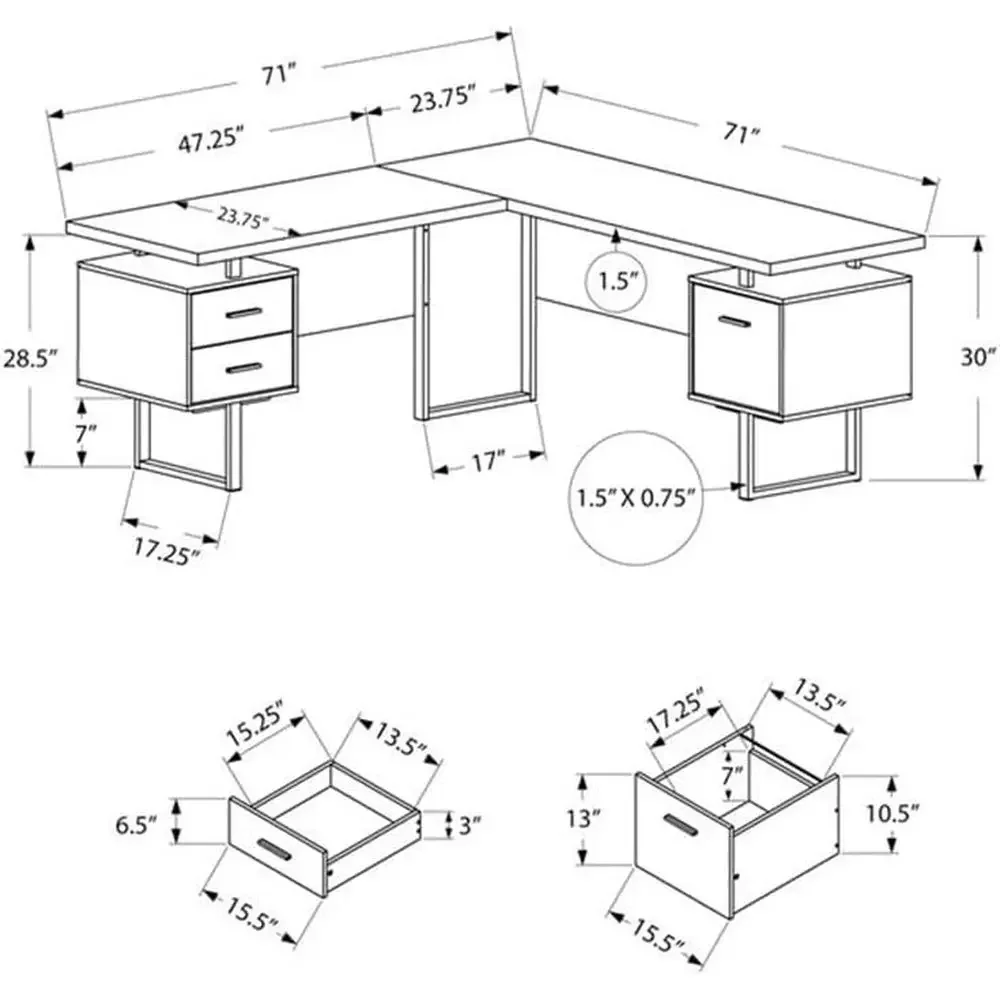 โต๊ะคอมพิวเตอร์รูปตัว L ขนาด 7 - Desk Setup In Office บทวิจารณ์และราคา
