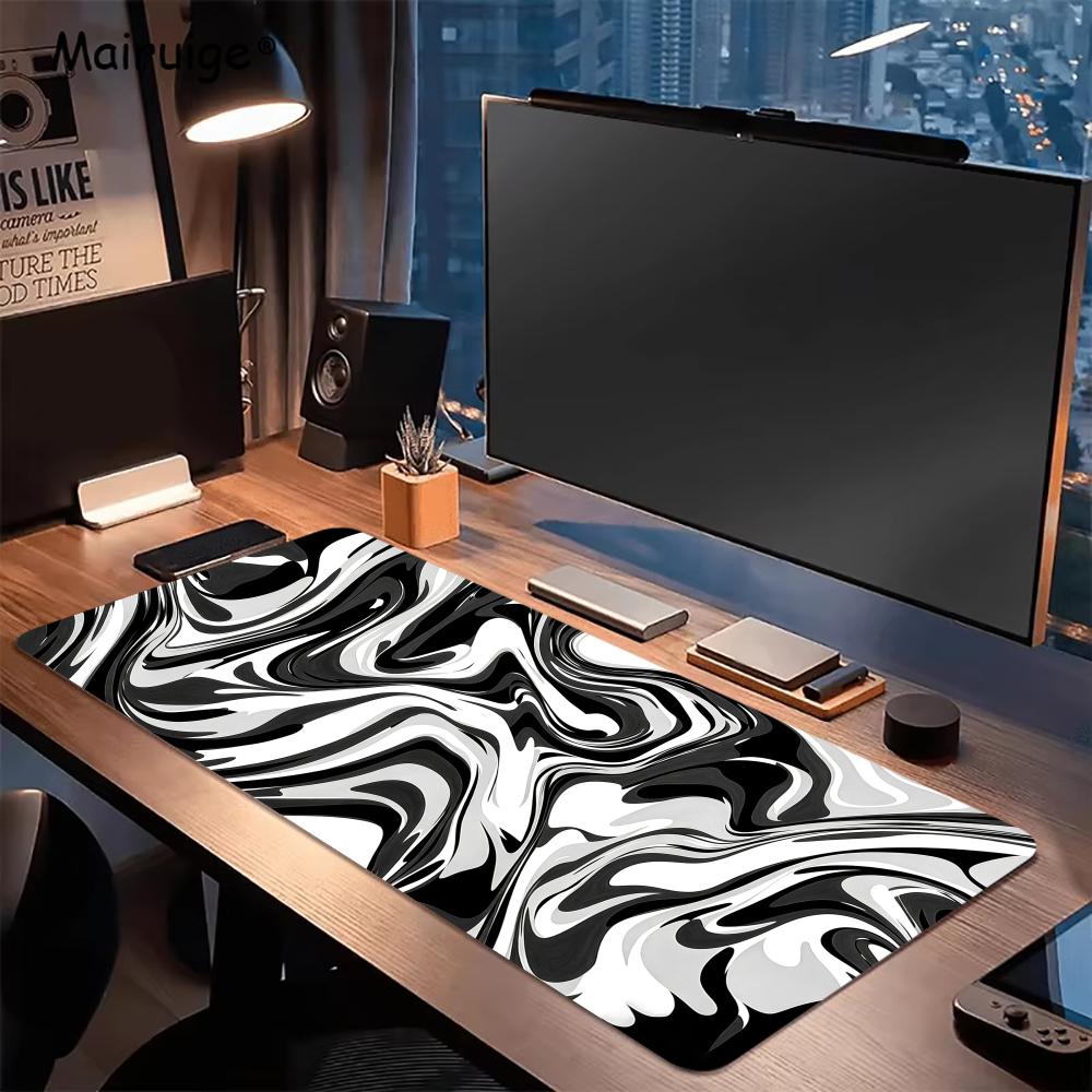 แผ่นรองเมาส์ยางกันลื่นแบบนามธร - Desk Setup Gaming And Work บทวิจารณ์และราคา