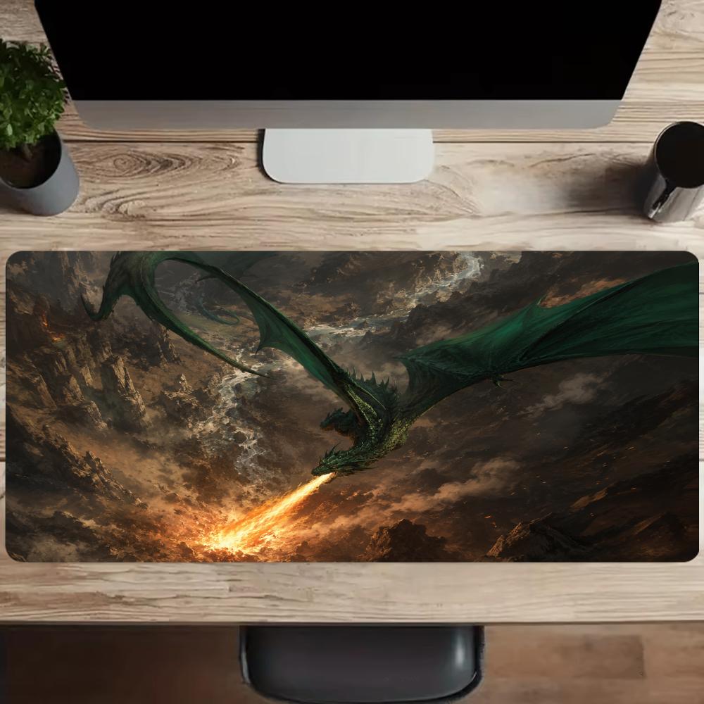 แผ่นรองเมาส์ลายมังกรเพลิง อุปก - Desk Setup Gaming And Work บทวิจารณ์และราคา