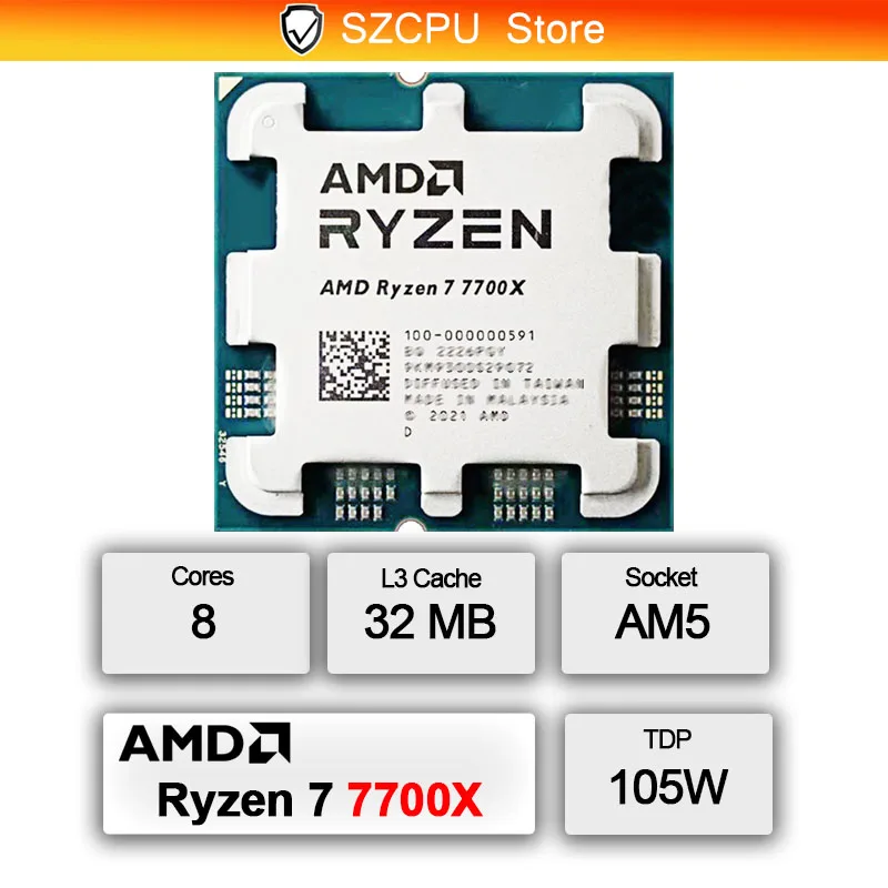 AMD Ryzen 7 7700X 5NM ชิปเกมมิ - Amd Cpu Ryzen 7 บทวิจารณ์และราคา