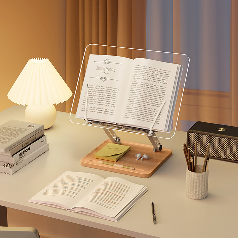 แท่นอ่านหนังสือไม้พร้อมไฟอะคริ - Desk Setup Pink บทวิจารณ์และราคา