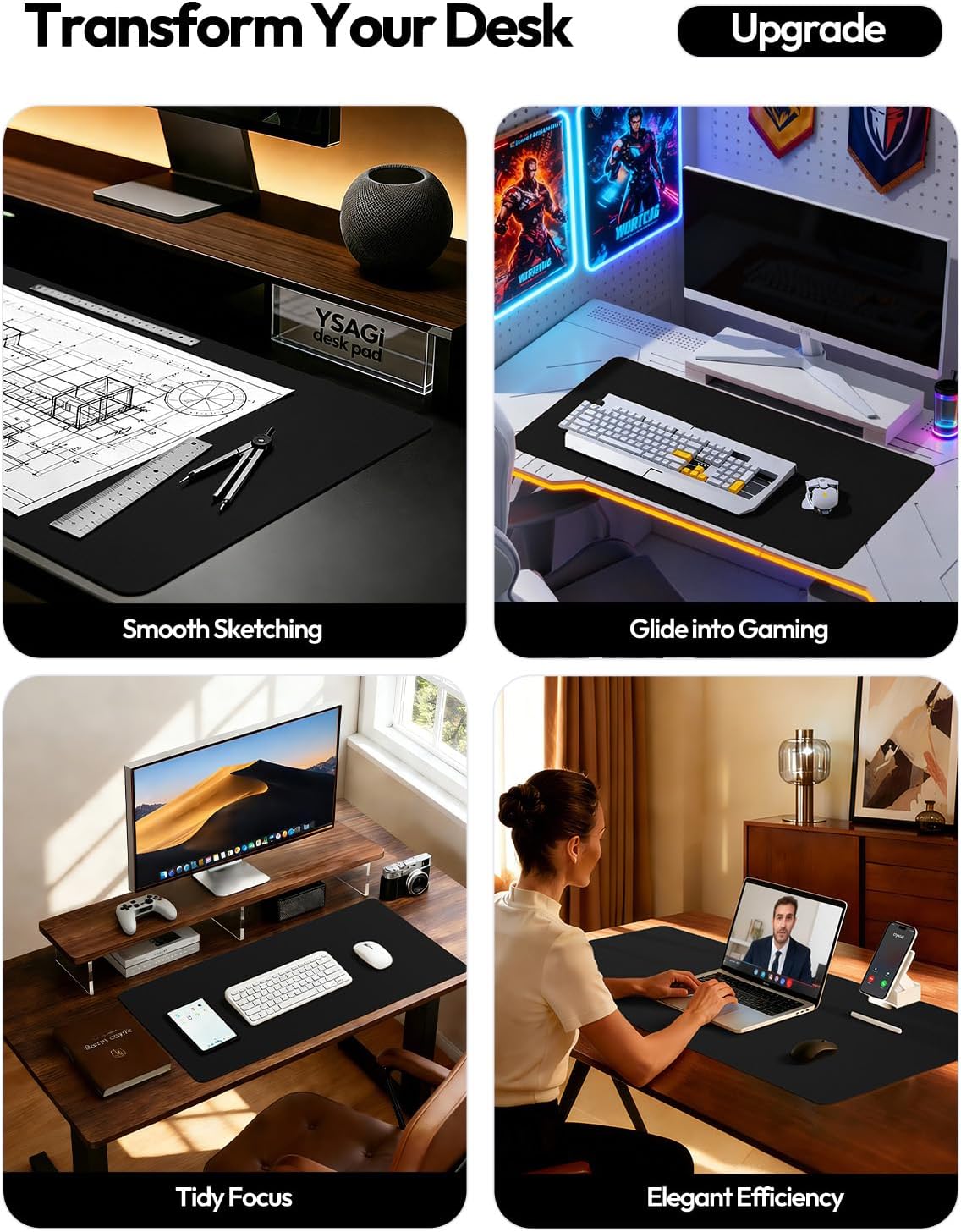 แผ่นรองโต๊ะหนังขนาดใหญ่ 23.6x1 - Desk Pad Leather Large บทวิจารณ์และราคา